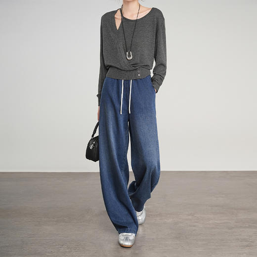 优选丨莱赛尔天丝牛仔松紧高腰豆荚裤 商品图1