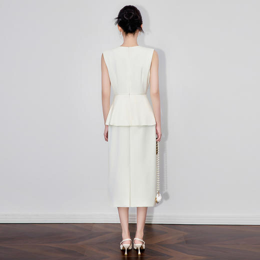 「高货wl」全新升级【铂金会员358/天猫479/差价121】(74129)洛诗琳法式赫本风连衣裙2025秋季荷叶边假两件无袖包臀女 商品图2