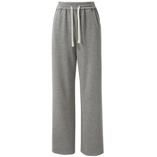 三彩2025冬季新款加绒保暖休闲长裤高腰松紧直筒裤宽松简约M 商品图4