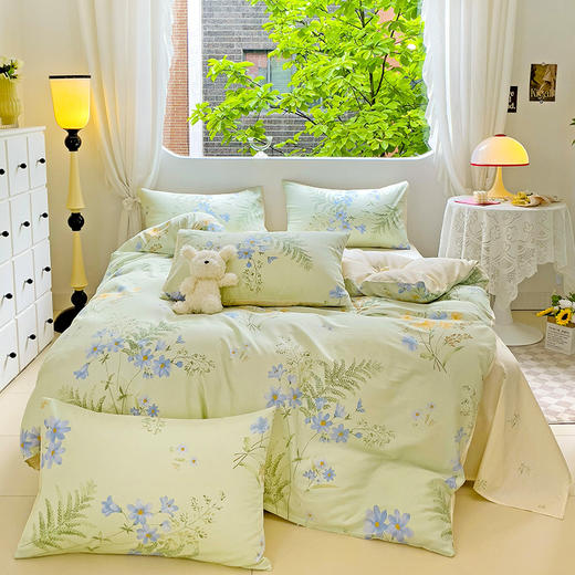 自然醒全棉印花100全棉床上四件套夏天纯棉被套床单宿舍被罩三件套床品NH161 商品图9