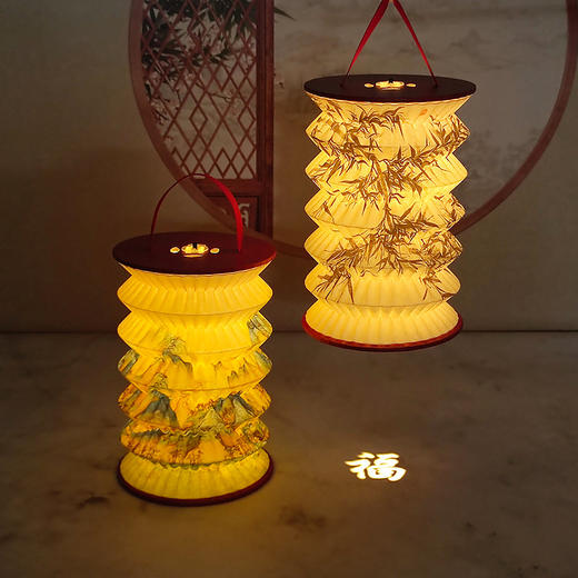 【投影创意古风灯笼】中秋节创意礼品 可提可立可投影  手提发光小灯笼 元宵节投影花灯 新年礼物折叠纸灯笼 商品图2