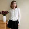 西遇法式重工木耳花边名媛风针织衫女秋季收腰显瘦短款外套V3055139 商品缩略图3