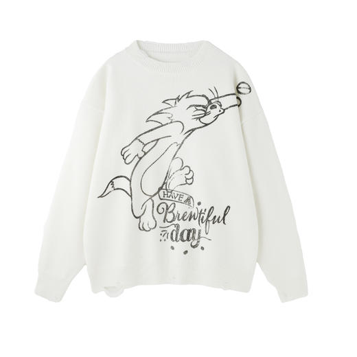 【猫和老鼠联名】BJHG不计后果北极绒毛衣男女款秋季趣味纱线外套 商品图4