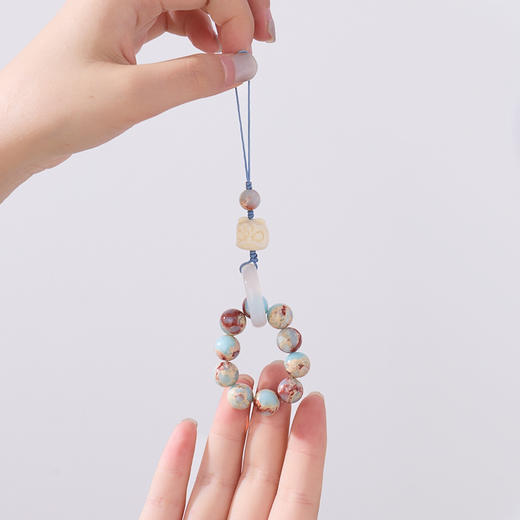 【寿山石醒狮手捻挂件】敦煌小众原创设计寿山石挂件象牙果醒狮国潮设计款手机链包包挂件 商品图1