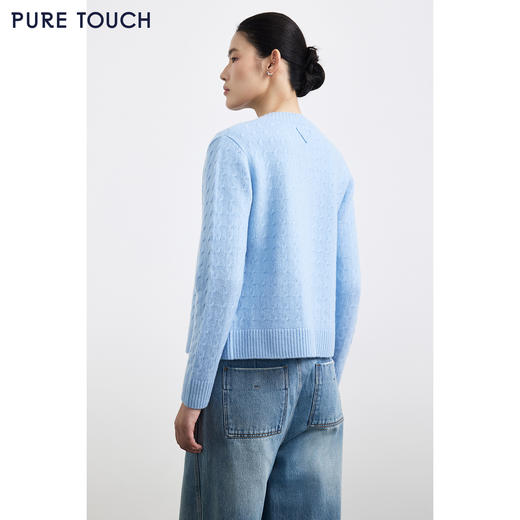 PURE TOUCH 浅蓝色绞花针织开衫 商品图4