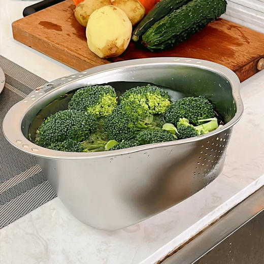 易铂304不锈钢两件套|食用级别材质，百变料理一套搞定！切丝/沥水/备菜 商品图2