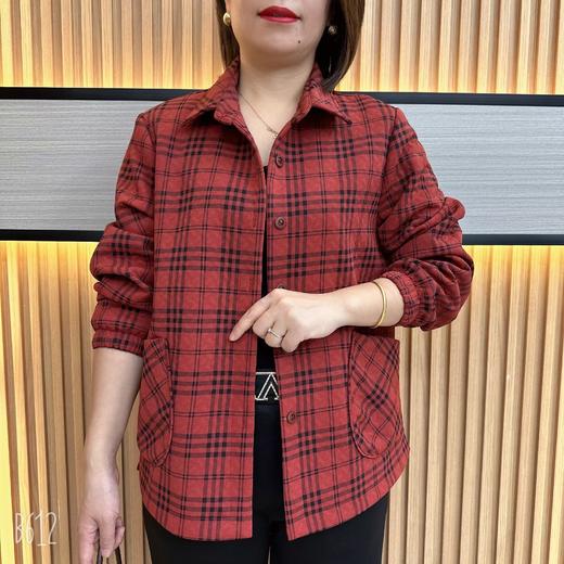 中老年时尚女装春秋新款洋气百搭格子长袖外套气质显瘦妈妈上衣女 商品图1