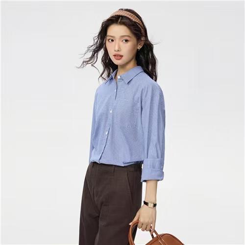 佐丹奴女装25年商场同款牛津纺单口袋长袖衬衫05345018 商品图4