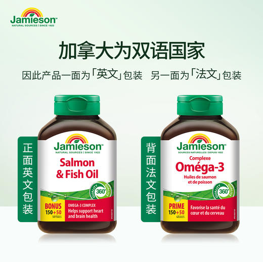 【分销】Jamieson健美生三文鱼油软胶囊200粒欧米伽3深海鱼油omega3中老年成人健美生 商品图8