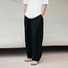 绽放605朵【黑白灰】2025汉麻黑色弯刀阔腿裤显瘦百搭男装休闲裤 商品缩略图0