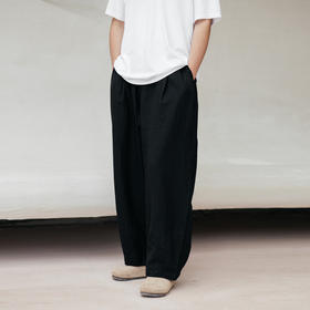 绽放605朵【黑白灰】2025汉麻黑色弯刀阔腿裤显瘦百搭男装休闲裤