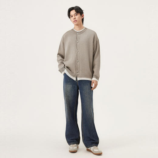 gxg.jeans男装 含羊毛假两件宽松开襟毛衣线衫外套男 25秋热卖 商品图3