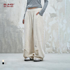 BJHG不计后果慵懒垂感休闲裤子男款秋季刺绣设计感针织阔腿裤子女