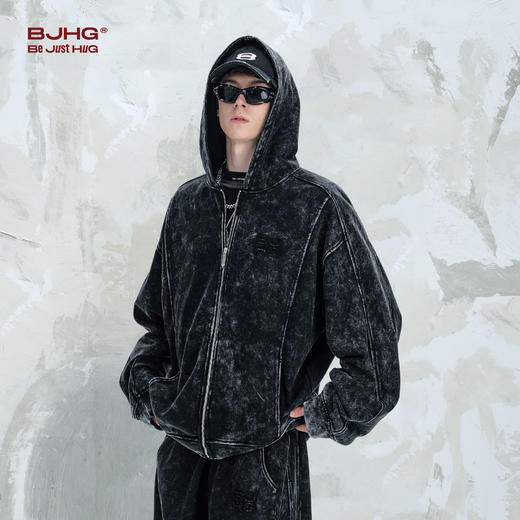 BJHG不计后果新款复古水洗卫衣男款秋季运动套装高级感卫衣外套女 商品图0