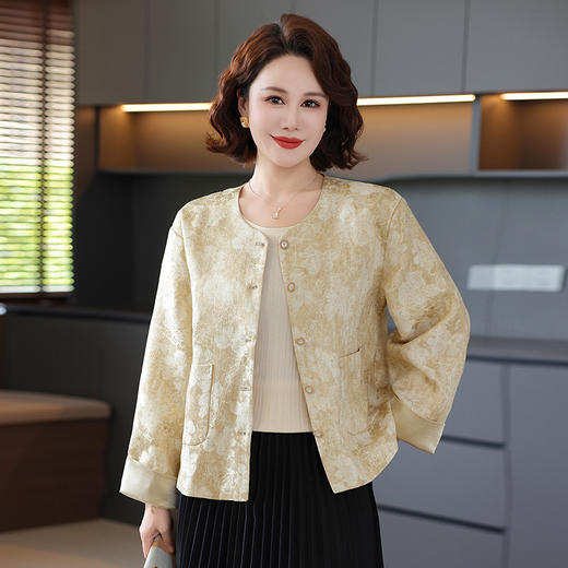 FW 8036洋气外套提花气质中式短款显瘦上衣 商品图1