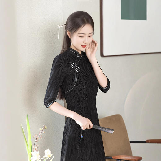 长款时尚显瘦复古高档旗袍SYG2521 商品图0