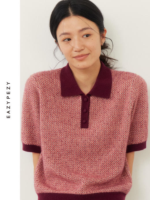 羊绒白厂丝复古半袖Polo衫 商品图3