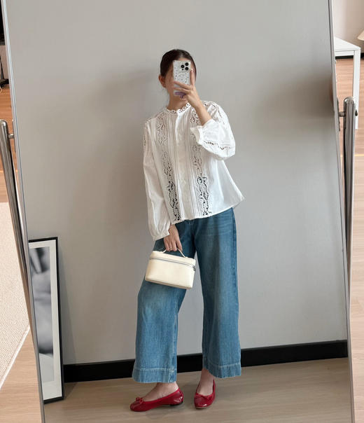 伊芙丽重工镂空刺绣上衣衬衫082804 商品图8