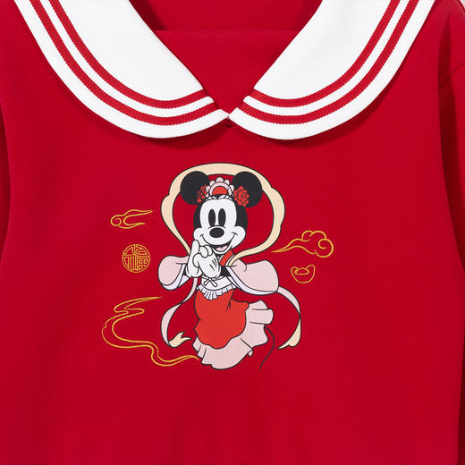 迪士尼2025春秋新款女童海军领卫衣柔软亲肤国风上衣中大童洋气上衣XD1DS089 商品图7