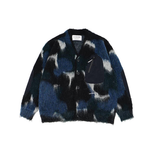 and wander mix color shaggy 男女拼色马海毛羊毛混纺开衫毛衣 商品图0