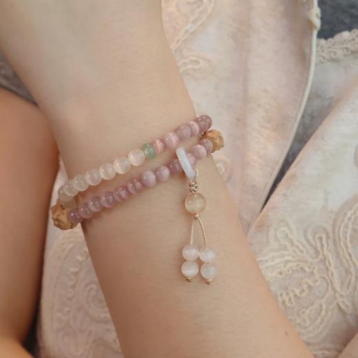 【松雾蔷薇·猫眼百香籽双圈手串】敦煌小众香槟紫猫眼百香籽手串 复古国风新中式手串双圈 商品图5