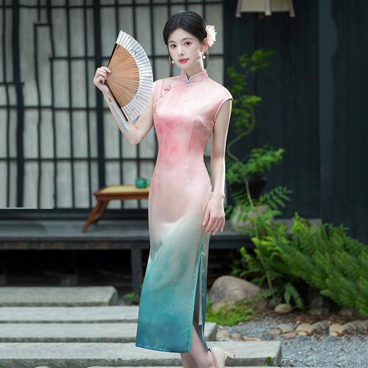 渐变色新中式旗袍改良年轻款修身礼服夏季SC21438 商品图3