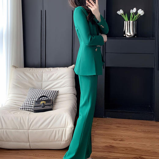奢姿女装2025新款气质翻驳领职业套装女士双排扣时尚西装两件套250208356 商品图4