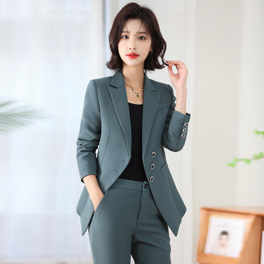 奢姿女装2025秋装新款气质修身显瘦职业套装女士西装长裤两件套25099A830 商品图3