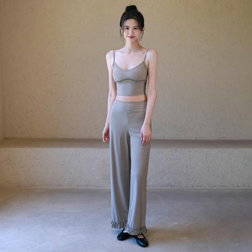 跃牌【禅语梵心】高腰收腹花边运动宽松休闲直筒长裤女跑步显瘦健身裤云感瑜伽裤CK3307 商品图4