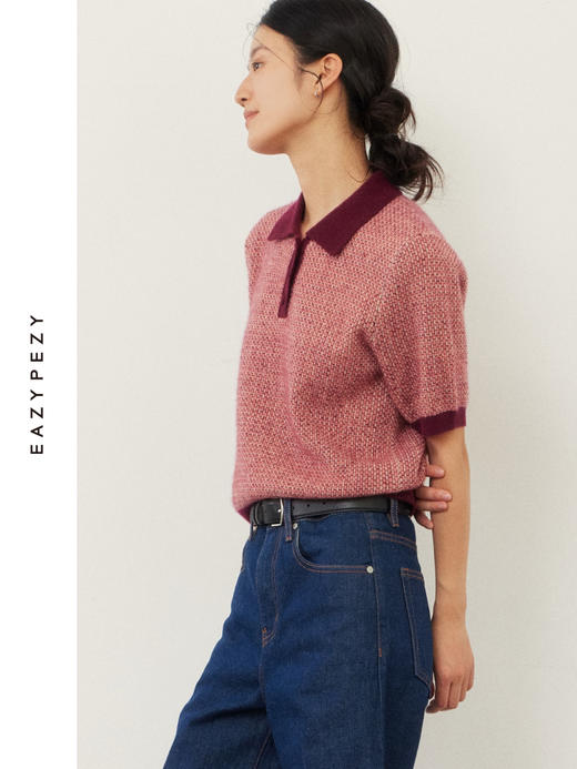 羊绒白厂丝复古半袖Polo衫 商品图1