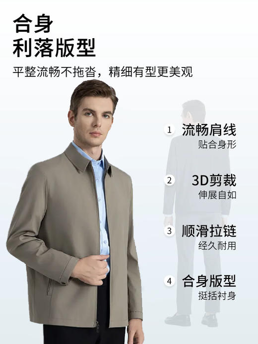 【早秋福利，吴镇宇同款】袋鼠DAISHU 秋季男士翻领行政夹克 抗皱简约高端商务宽松夹克外套8609 商品图1