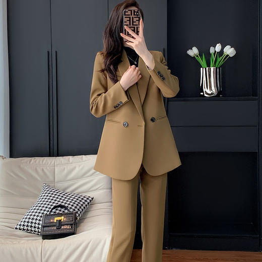 奢姿女装2025新款气质翻驳领职业套装女士九分裤时尚西装两件套25005690 商品图1