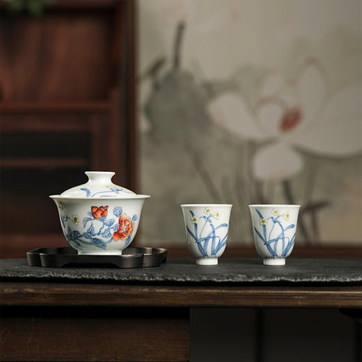 【一儒堂青花加彩匠心手作】青花加彩茶席雅物 传宫廷之美 承景德之器 商品图3