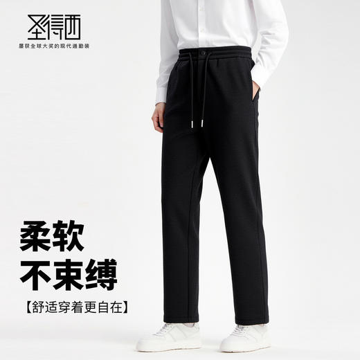 【含绵羊毛&抑菌】圣得西男羊毛混纺长裤2025秋款微廓直筒休闲裤 商品图2