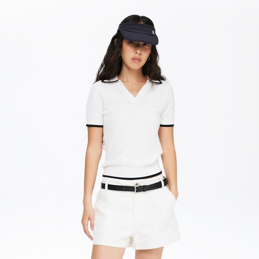 oneup扭花撞色边Polo运动针织衫 商品图3