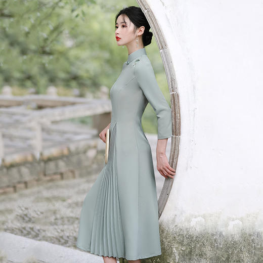 春秋显瘦奥戴醋酸改良旗袍SC17543 商品图3