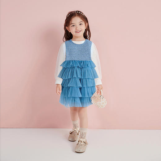 笛莎Deesha 童装女童裙子2025冬新款女童小香风网纱裙 商品图2