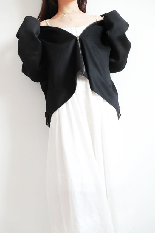 双面羊毛呢大衣，手搓翻领夹克。老干部风牛角扣拉链外套C082860 商品图8