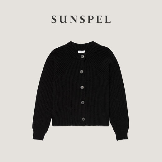 【秋冬新品】SUNSPEL女士秋冬羊毛圆领罗纹针织开衫 商品图4