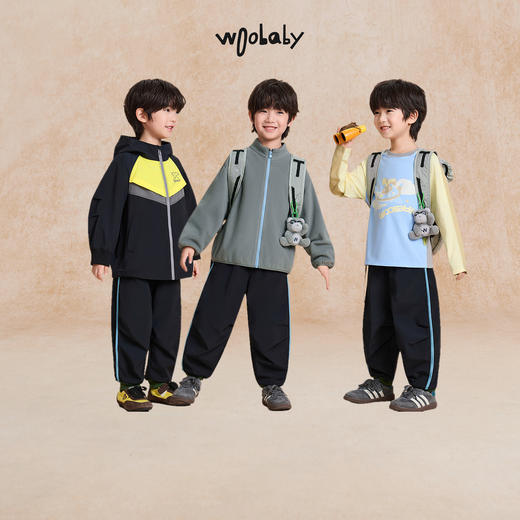 【woobaby】儿童长裤防水透湿25秋新品男童女童裤子休闲户外长裤童装 商品图2