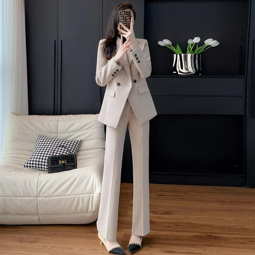 奢姿女装2025新款气质翻领职业套装女士时尚修身西装裤子两件套250918881 商品图1
