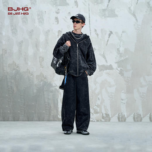 BJHG不计后果复古卫衣男女款秋季潮牌水洗休闲裤子情侣款运动套装 商品图1