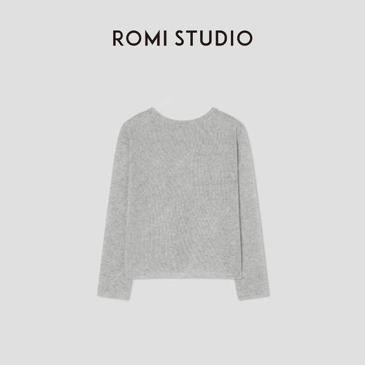 ROMI STUDIO“棕标甄选”100%山羊绒自然卷边圆领开衫 RW24WSD1141 商品图1