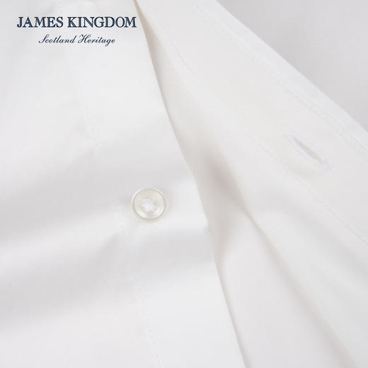 占姆士短袖衬衫    男夏季商务纯棉公务员面试正装上班通勤白蓝短衬 商品图4