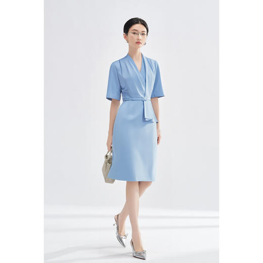 米思阳2026春季新款法式高级感连衣裙职业气质V领修身裙子女3488 商品图3