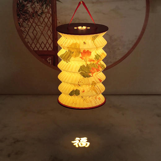 【投影创意古风灯笼】中秋节创意礼品 可提可立可投影  手提发光小灯笼 元宵节投影花灯 新年礼物折叠纸灯笼 商品图5