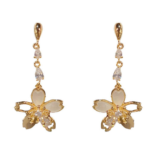 【预售3天】春季新款气质时尚甜美百搭锆石花朵流苏耳坠小众轻奢设计感耳环女M02-425 商品图3