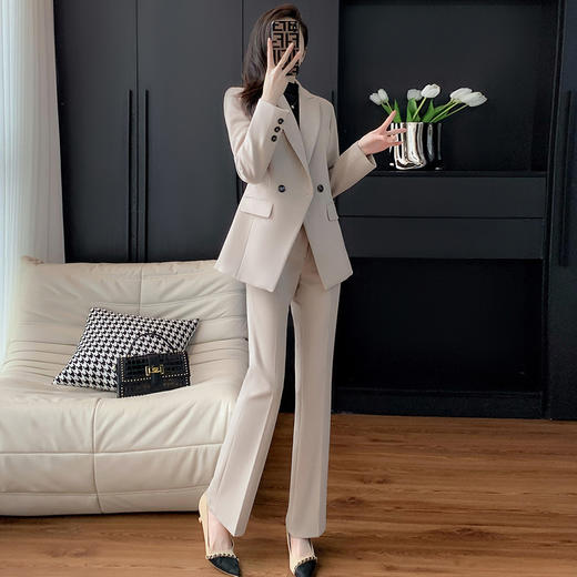 奢姿女装2025新款气质翻领职业套装女士时尚修身西装裤子两件套250918881 商品图0