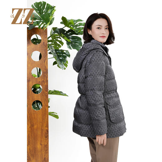 佐尔美冬季新款 气质时尚保暖格纹羽绒服外套女E34YY44 商品图2