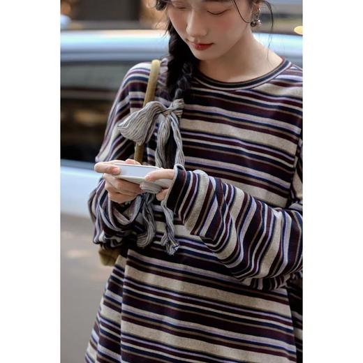 条纹针织长袖T恤｜慵懒复古好穿，柔软有分量还抗皱 商品图2